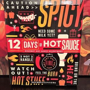 NWT 12 Days of Hot Sauce Gift Set expires 03/30/2027
in Cute glass bottles